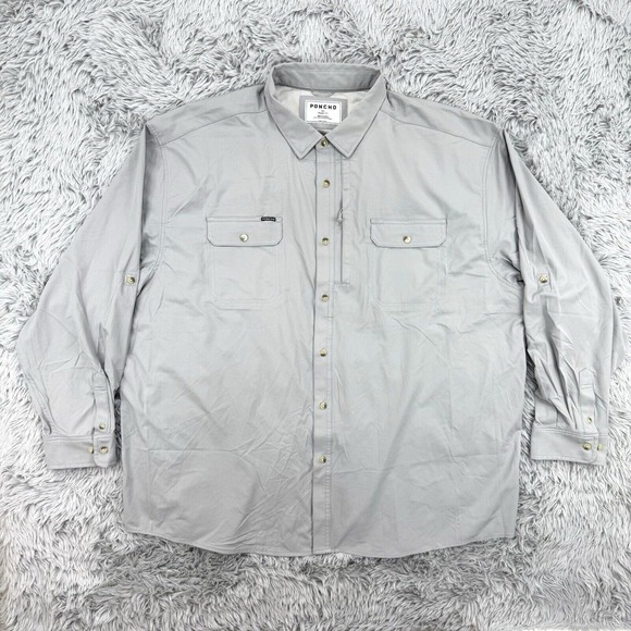 Poncho Men's Gray Casual Button Down Shirt - Picture 1 of 8